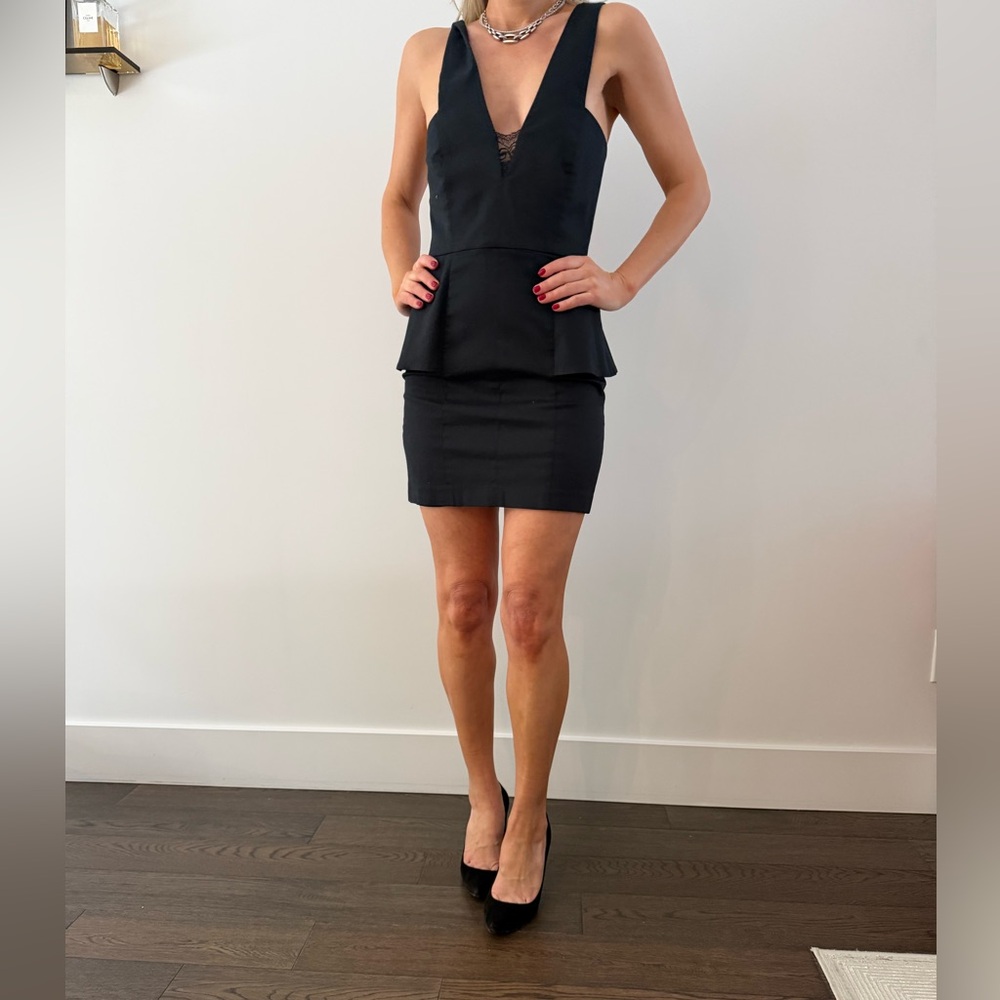 Mason classic Black Peplum Mini Dress